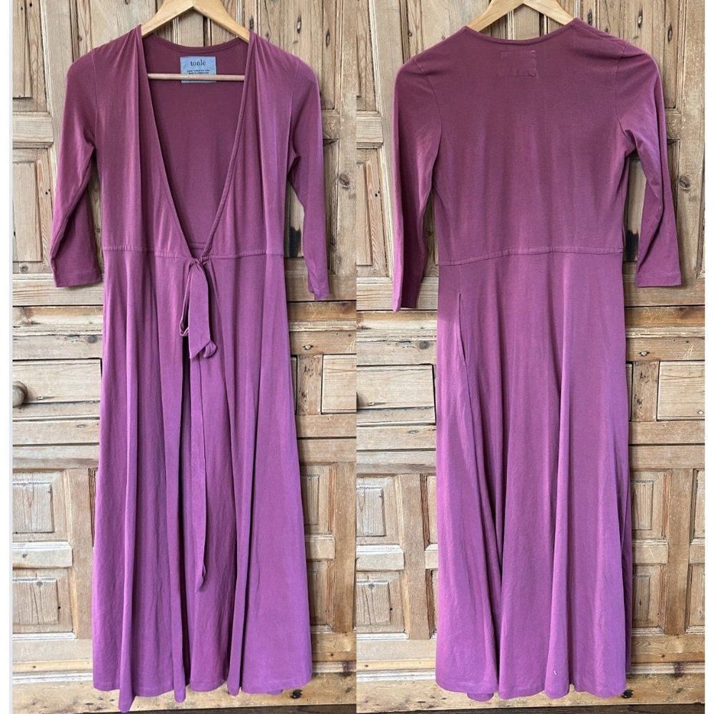 Tonle Size Small Dusty Pink Duster Cardigan Tie Front V-Neck Robe